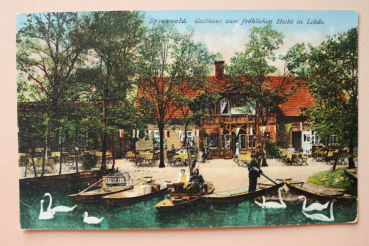 Ansichtskarte AK Lehde 1919 Spreewald Gasthaus zum fröhlichen Hecht Boote Architektur Ortsansicht Brandenburg